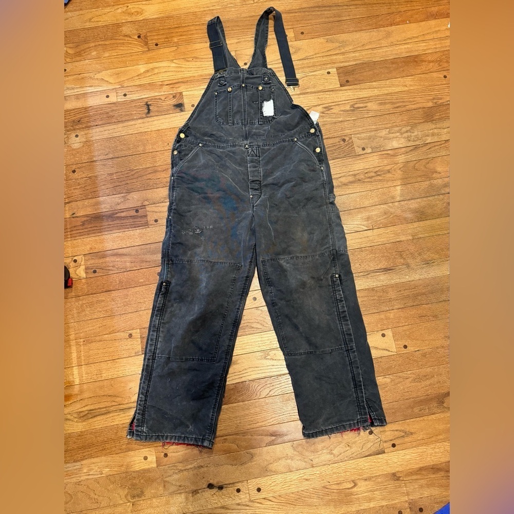 Carhartt Distressed Black Workwear Bib Overalls Wrecked Grunge Streetwear 21”